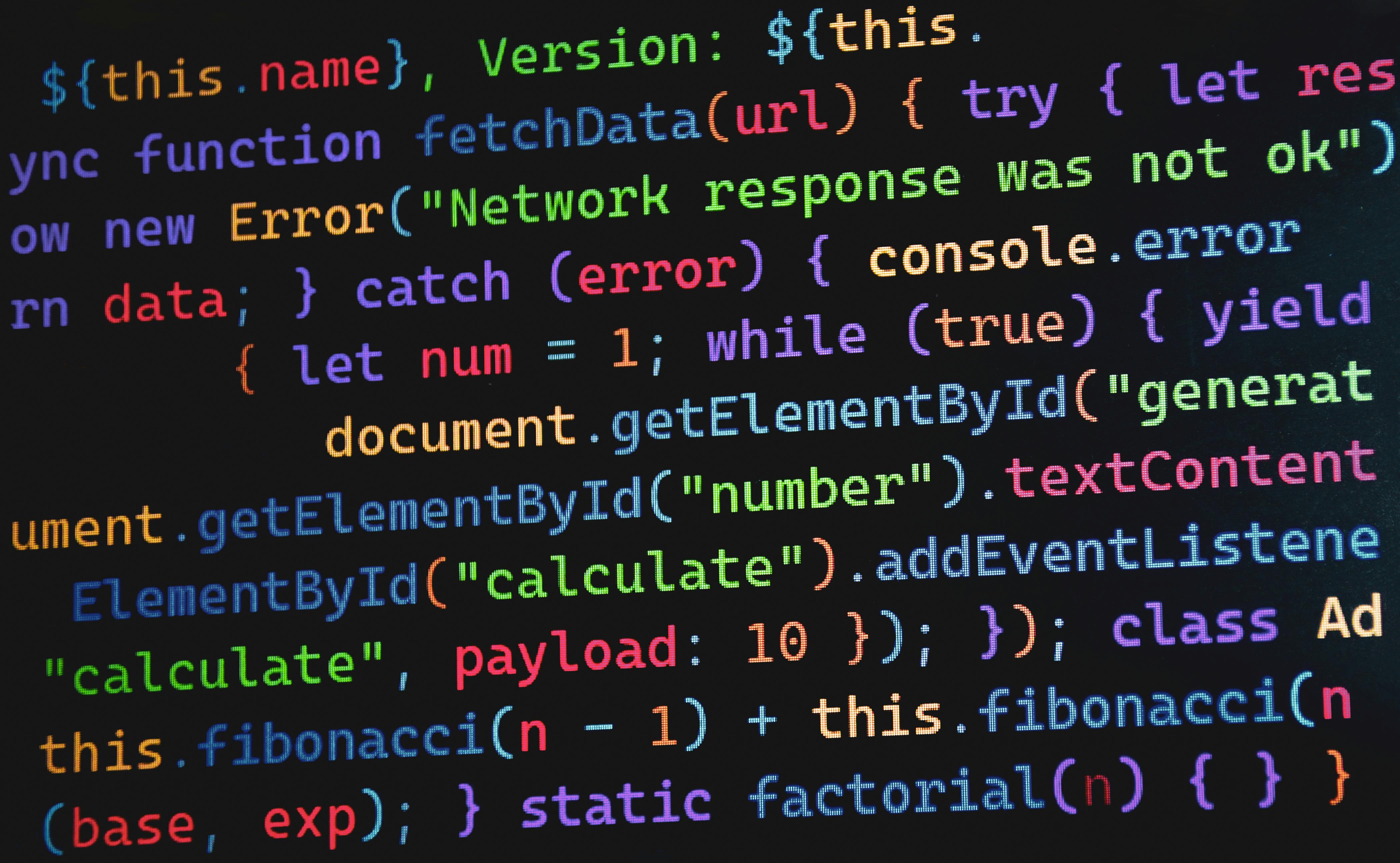 A JavaScript code screen